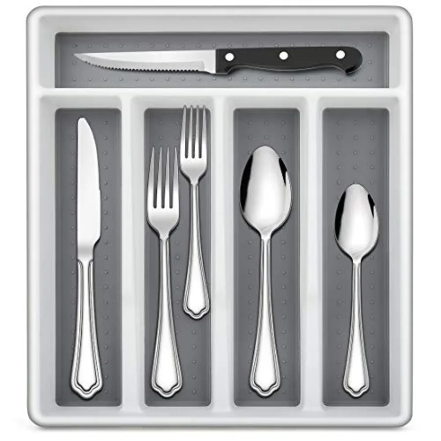 

72-Piece Silverware Set with Steak Knives and Organizer Tray Stainless Steel Cutlery Flatware Set for 12 Tableware Eating Utens