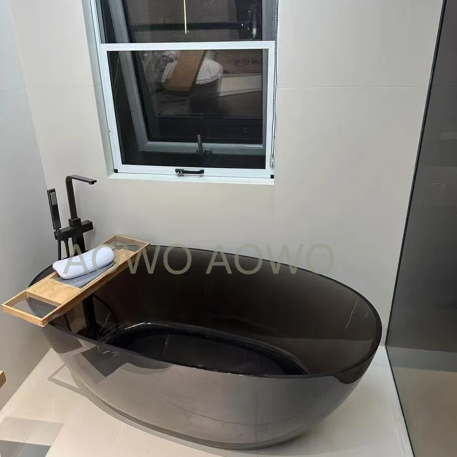 High-quality Transparent Resin Color L Resin Bathtub Solid Stone Bathtub Popular Customizable Colorful Resin Tub