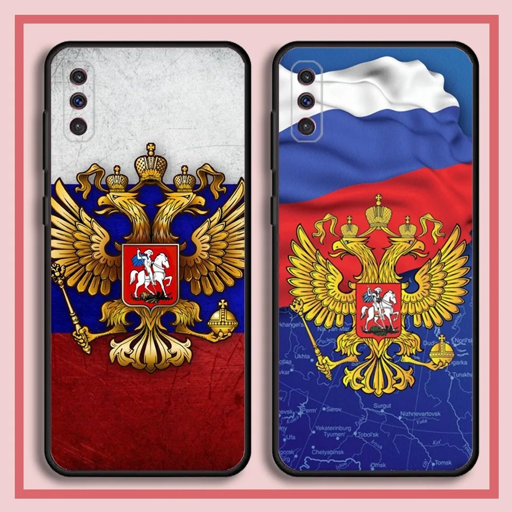 Russia Flag Phone Case For Samsung S23,23,22,30,21,10,9,Note20 Ultra,Lite,Ultra,5G,Plus,FE,Black Soft Case