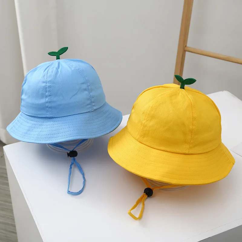 Children\'s Spring Summer Thin Boys And Girls Sunscreen Kindergarten Baby Sun Hat Travel Rope Fisherman Hat Cotton Beach Sun Hat