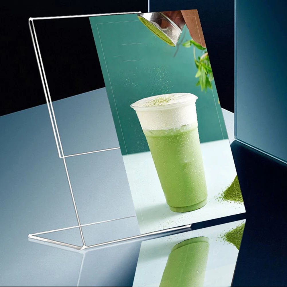 

2pcs Acrylic Display Board Stand Menu Holder Poster Sign Photo Desktop Storage Rack Scratch-Resistant Easy Clip