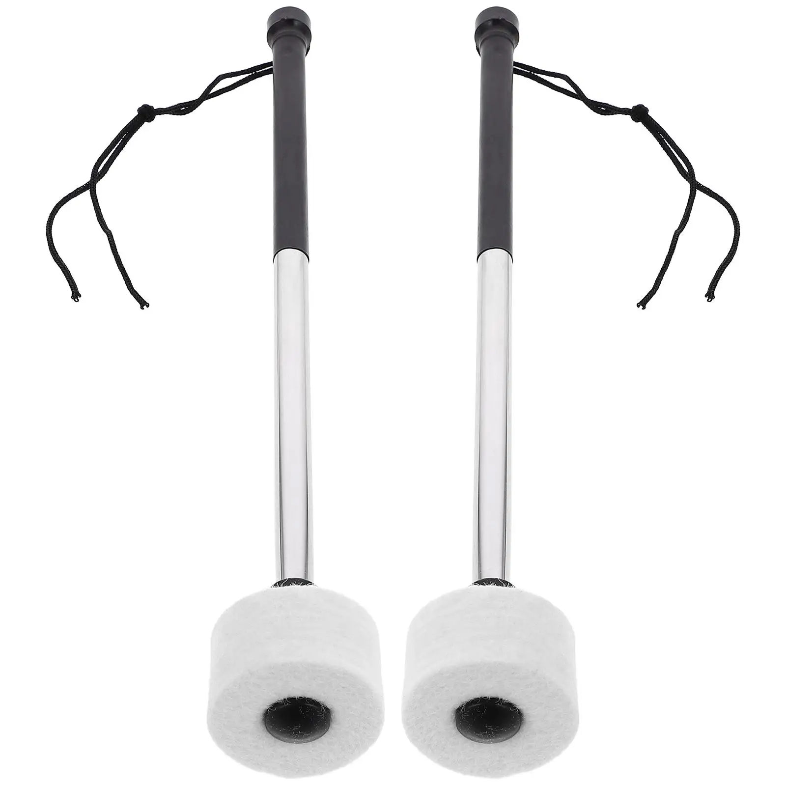 

2Pcs StainlessSteelDrumsticks FeltMallets SmoothSurface NonScratchDrumHeads EasyGripHandle Lightweight Beginners YoungDrummers