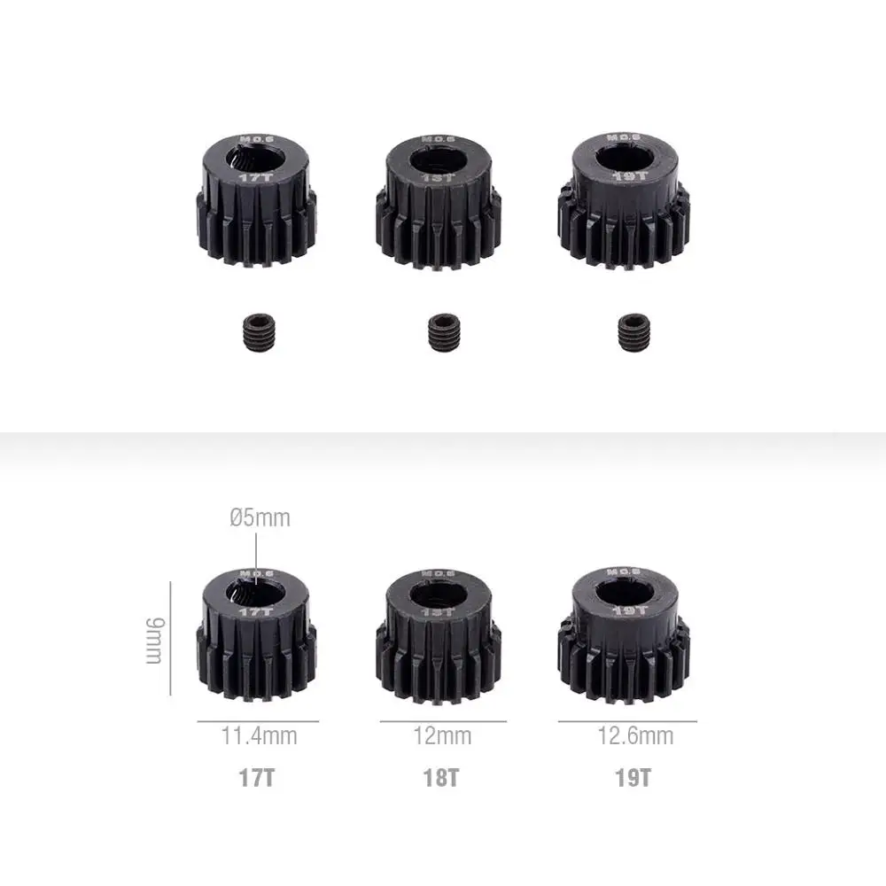 DSPOWER M0.6 5.0mm 17T 18T 19T 20T 21T 22T 23T 24T 25T 26T 27T 28T Set di ingranaggi motore pignone in acciaio per auto RC 1/8