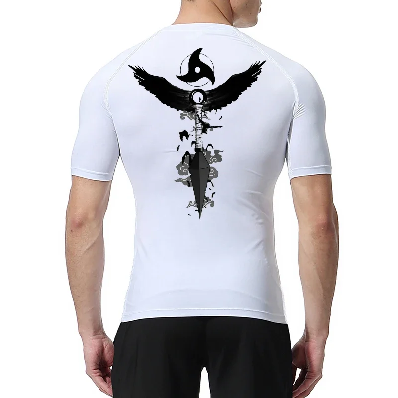 남성용 피쉬 프린트 반팔 컴프레션 셔츠, 운동용 퀵 드라이 티셔츠, 헬스장 운동, 러닝 티셔츠, 탑, 베이스 레이어, 언더셔츠