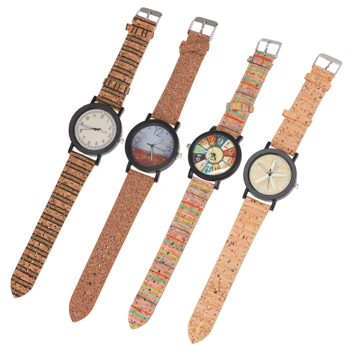 

1Pcs Quartz Watch Male Wood Grain Stylish PU Wristwatch Elegant for Friends Husband Quartz Watch