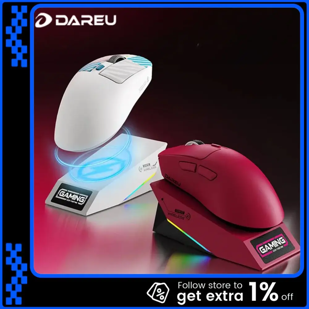 

DAREU AE7 Mouse Wireless Tri-mode Dual 8k E-sports Medium To Large Right-handed Ergonomic Design Gaming Mouse RGB Charging Base