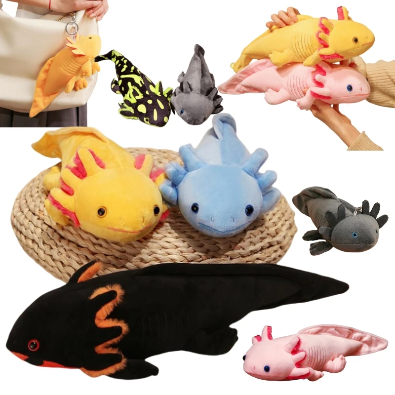 23-80CM Cute Soft Cute Animal Doll Plush Toy Salamander Bag Pendant Hexagonal Dinosaur Cartoon Doll Children Xmas Gifts Anime