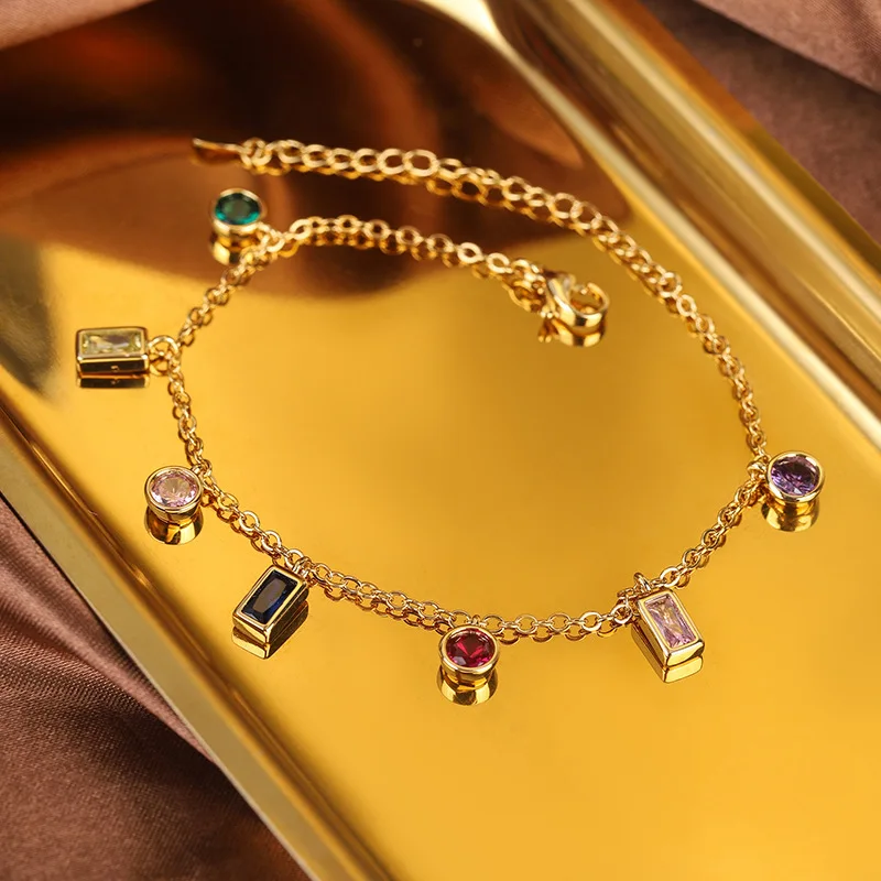 's Jewelry: New European American Style Personalized Color-Block Glass Stone Bracelets and Necklaces, Elegant Women's A