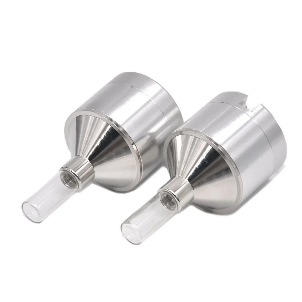 44mm Metal Powder Hand Spice Mill Funnel Food Container Kitchen Tools Herb Grinder Hand Crusher with Glass Snuff Bottle