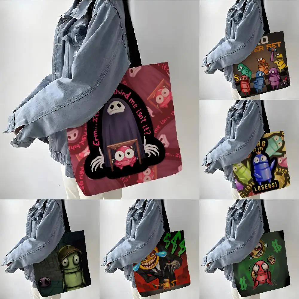 Storage Bags Linen Shopper Reusable Tote Grocery Storage Bag Portable Large Capacity Horrible Party Connection Games R-R.E.P.O.
