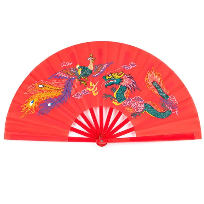 Chinese Kung Fu Fan  for chi Martial Arts Dragon Phoenix Plastic Handheld Fol