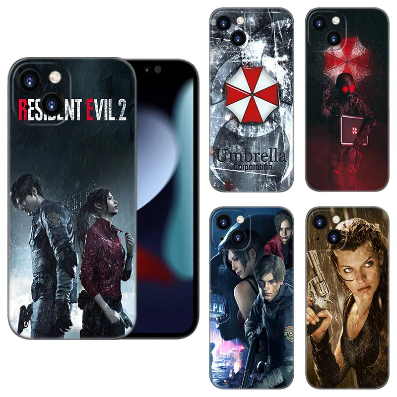 R-Resident E-Evil Game Black Silicone Phone Case For Apple iPhone 12 13 Mini 11 14 15 16 Pro Max 7 8 Plus