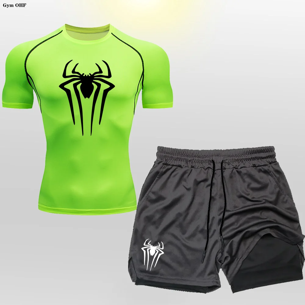 Compressieshirt Heren Fitness Gym 2-in-1 shorts Workout Rashguard Jiu Jitsu Running Joggers Trainingskleding Set Sportkleding Heren