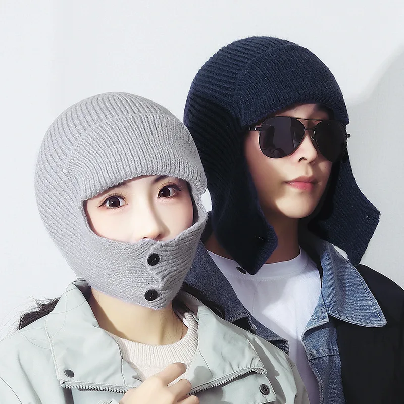 

Fashion Cap Toque Stocking Hugger Watch Head Winter Ski cold-proof Neck Protection Knitted Hat Men Women Woolen Travel B8M118