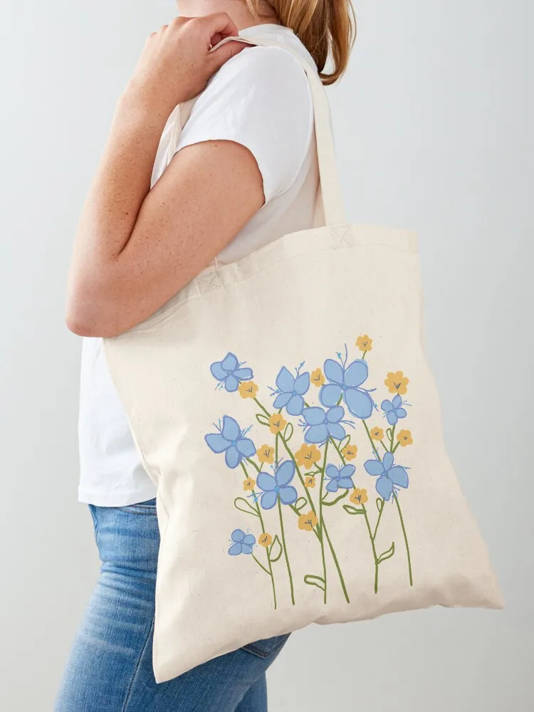 

Blue Yellow Flowers Tote Bag personalized tote bag ecological bags Women's bags shopper bags