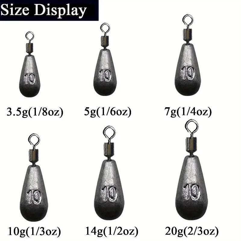 10 Stück/Set Angelblei 3,5g 5g 7g 10g 14g 20g Tropfenförmige Gewichte Angelzubehör – Detail 3
