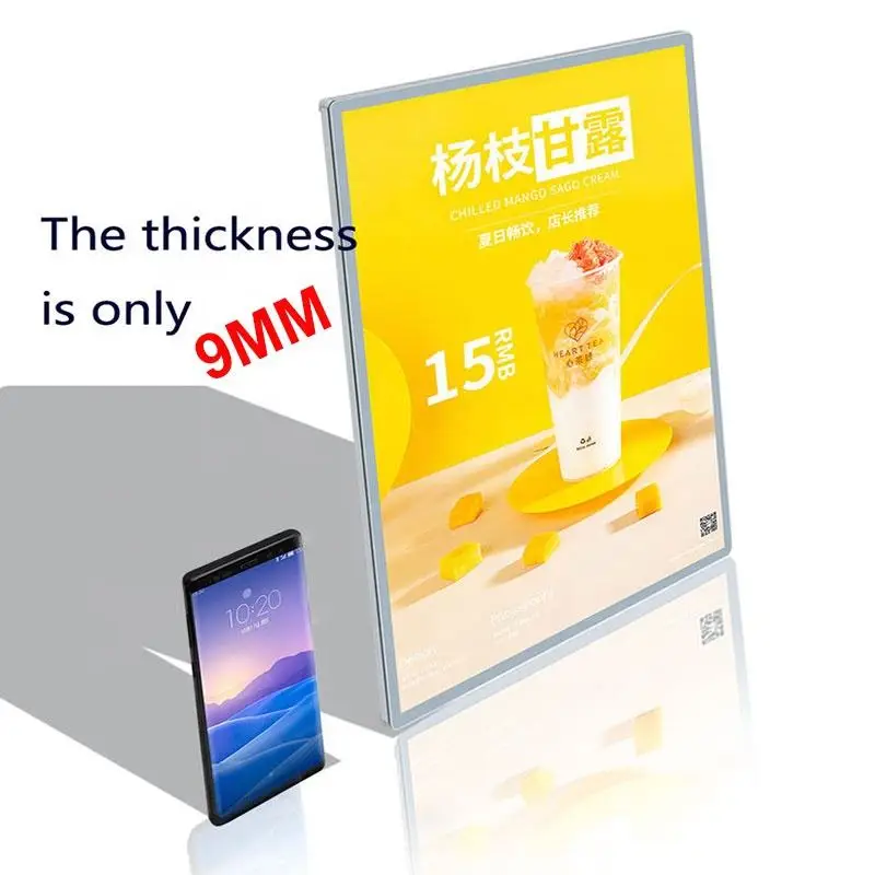 A2 Led Panel Ultra Slim Light Box Schild Aluminium Profil Snap Frame Menü Werbung Led Ultra Thin Light Box