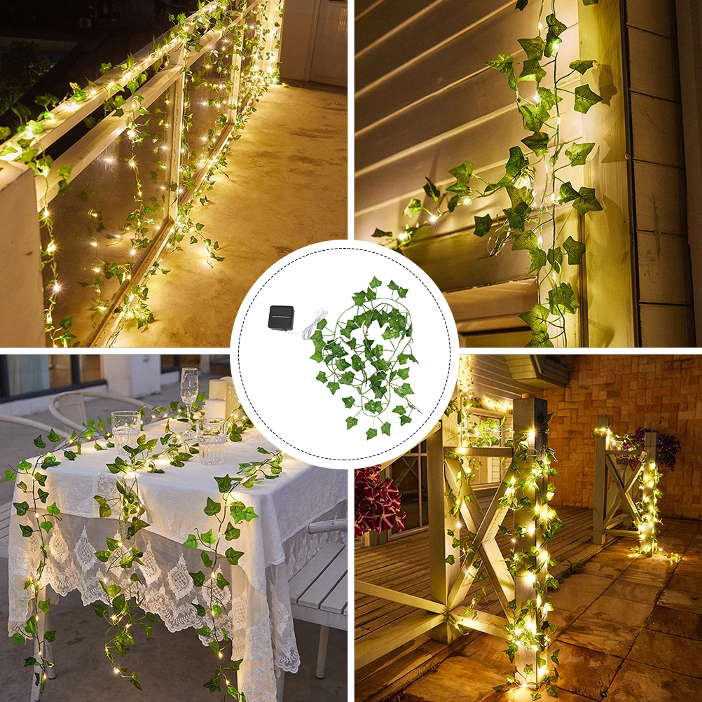

Solar String Lights 10m Copper Wire LED Leaf Rattan Decorative Fairy Garden Party Yard Fence DIY Warm Waterproof