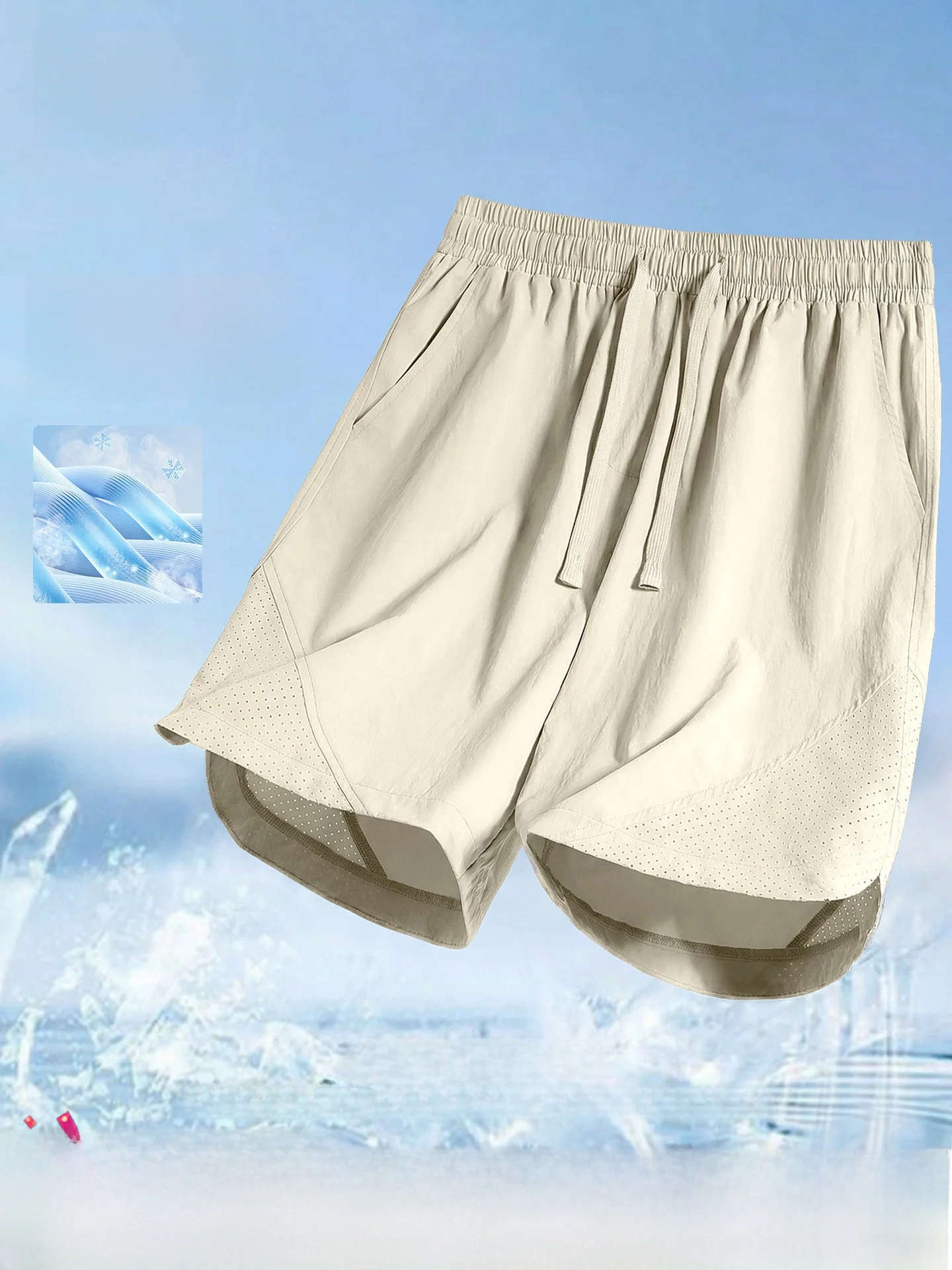 

Men's Ice Silk Running orts Breathable Qui Dry Fitn Sports Pants Khaki Summer New Arrival Casual Youth Active Wear