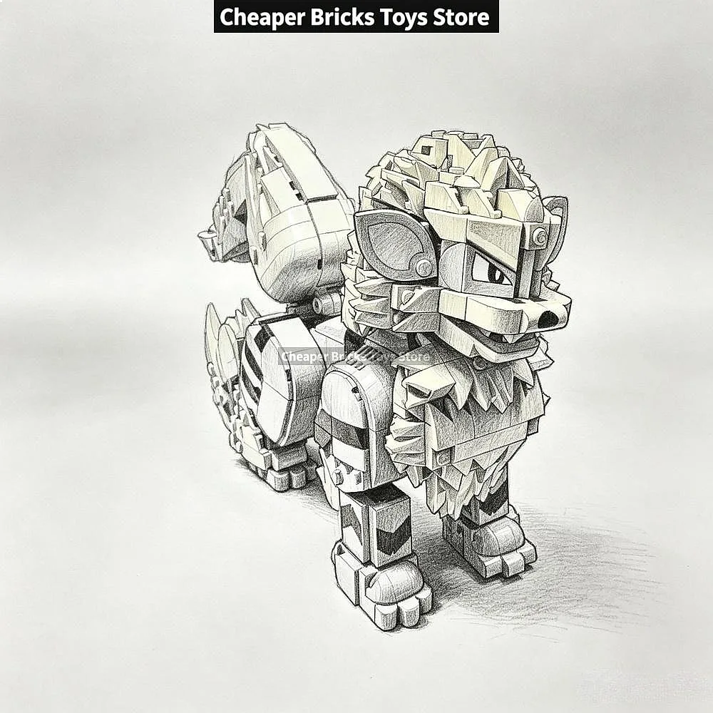 In-stock Cute Orange Fire Beast Model Building Blocks 1190pcs Christmas DIY Funny Toy Gift for Friends