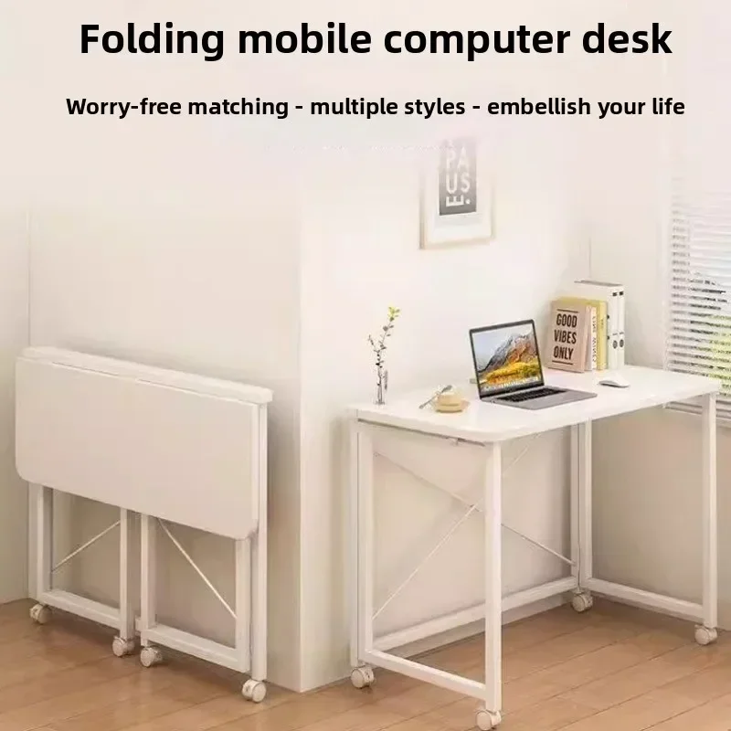 Compact Foldable Computer Desk for Home Bedroom Office Modern Minimal Movable Small Desk Folding Table Desks Computer Desk