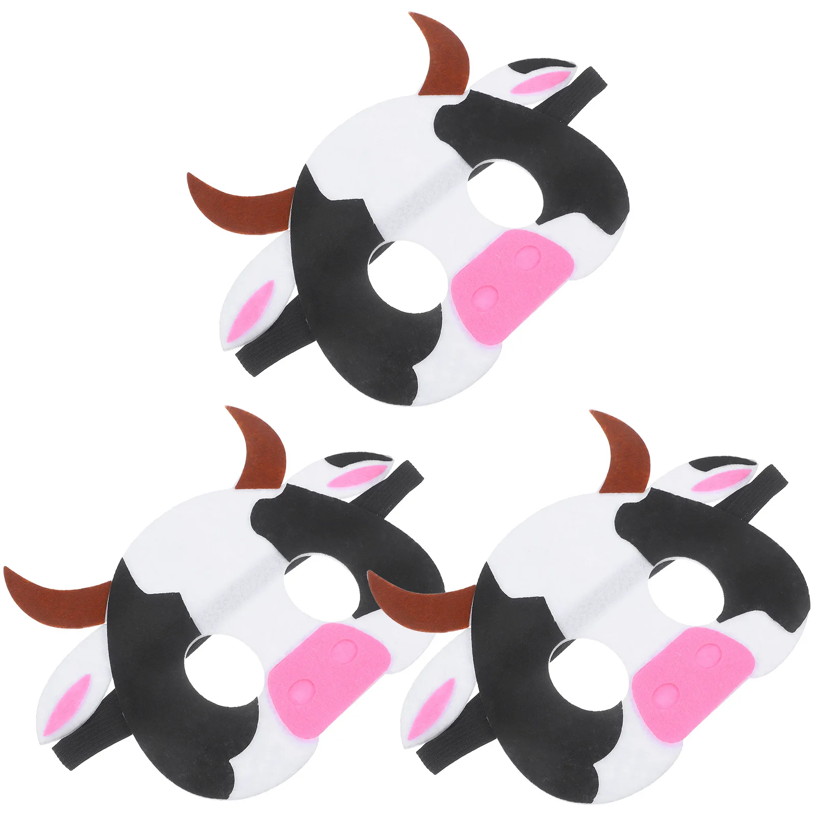 3 قطع من أقنعة البقرة الحيوانية غير المنسوجة من القماش المريح للأطفال، أقنعة حفلات الهالوين، تصميم حيوانات كرتونية لطيفة