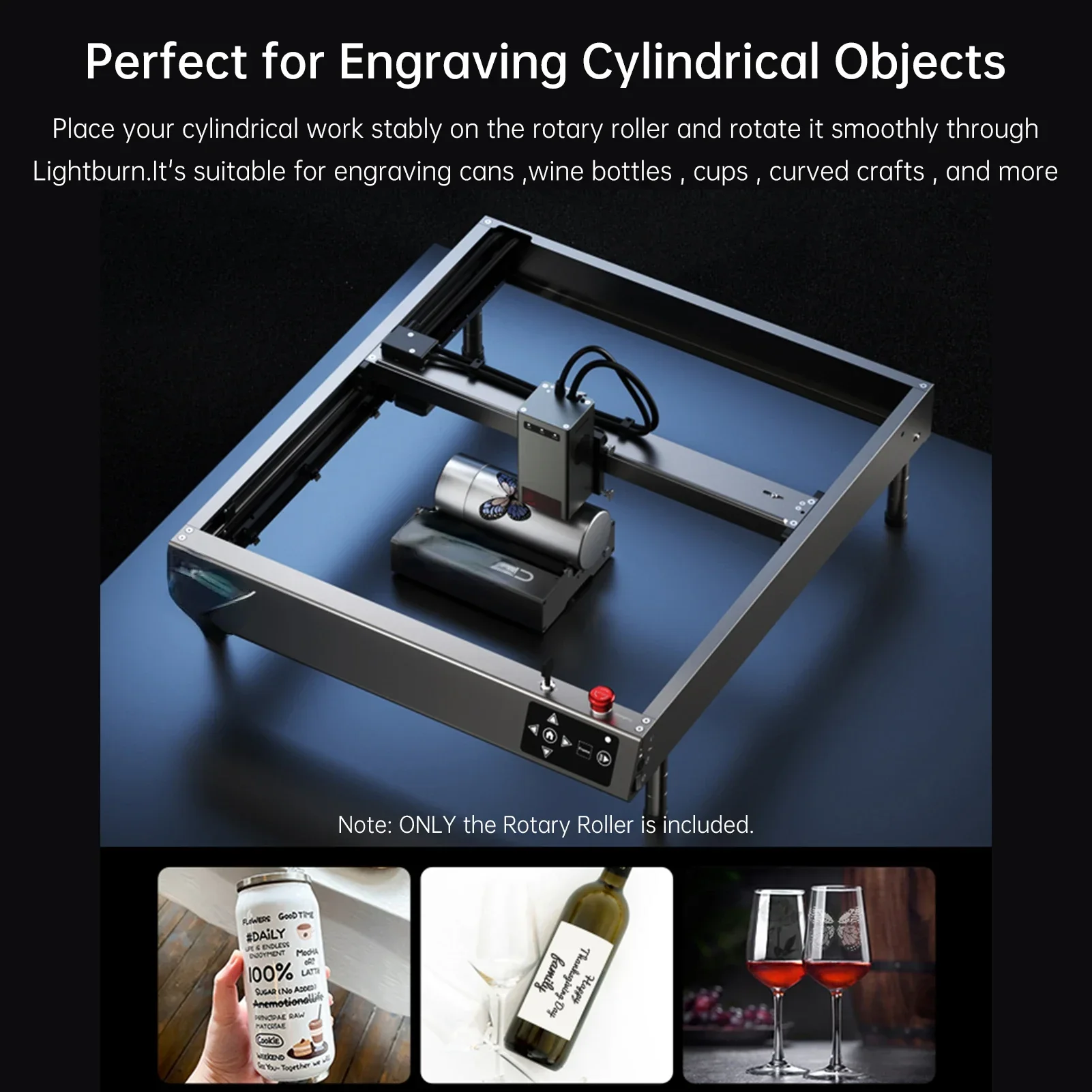 Hot SalesRotary Roller Perfect For Engraving Cylindrical Objects Support 5-120mm Width 7-gear Design For Creality Laser Engraver