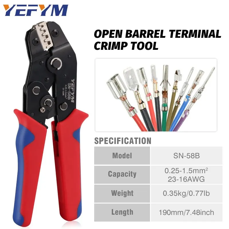 Crimping Tool Set For Dupont JST MOLEX Terminals,No/Pre Insulated Ferrules,Butt Connectors,Solar & Coax Connectors,SN-58B 6 Jaw