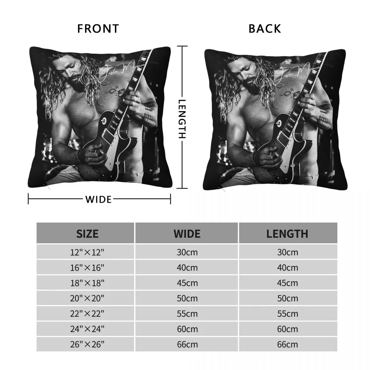 Jason Momoa Playing Guitar Square Pillowcase Polyester Linen Velvet Pattern Zip Decorative Throw Pillow Case Room Cushion Case