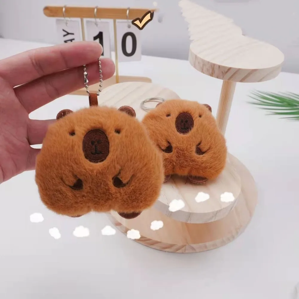 Kawaii Cartoon Capybara Pluche Sleutelhanger Knuffels Zacht Capibara Hanger Schooltas Accessoires Mini Capibara Rugzak Decor