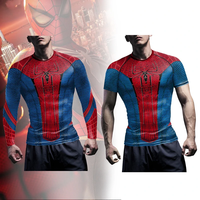 

Spiderman Gym Fitness Sportswear T-shirt Marvel Superhero Men's Wear Cosplay Costumes for Men Halloween Carnival Party Tops