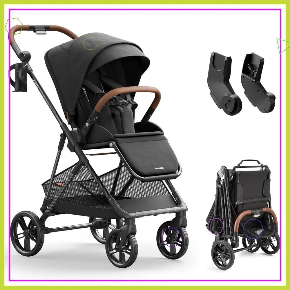 

Lightweight Carbon Fiber Stroller, Only 15.8lbs with Reversible Seat, UPF 50+ Canopy, Large Basket & Car Seat Adapter