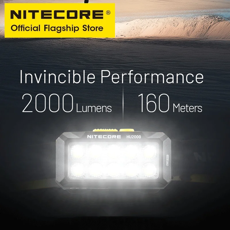 NITECORE HU2000 High Output Split-Type Work Headlamp 2000 Lumens USB-C Recharge LED Headlight Work Light Flexible Power Options