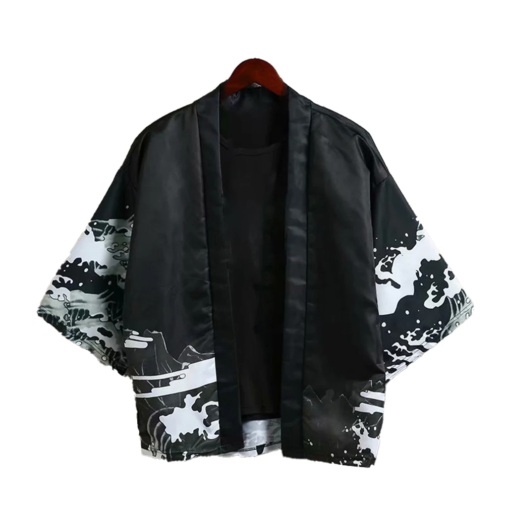Casual Outings Streetwear Cardigan Men Dragon Print Streetwear Jacket Dragon Print Stylish Design Versatile Layering Piece