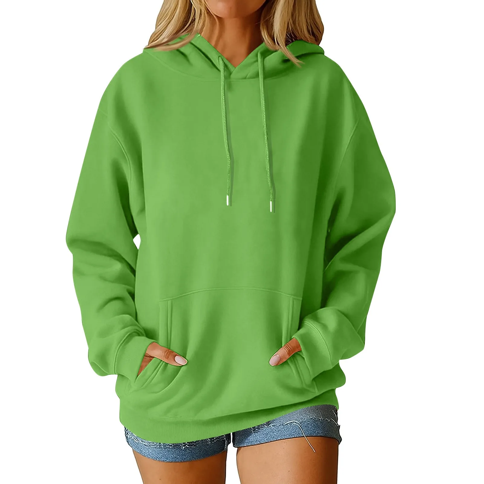 เสื้อผู้หญิงแขนยาว คอ R เสื้อแฟชั่นฤดูใบไม้ร่วง เสื้อลำลอง เสื้อคลุมทำงาน เสื้อฮู้ดผู้หญิง เสื้อผู้หญิง