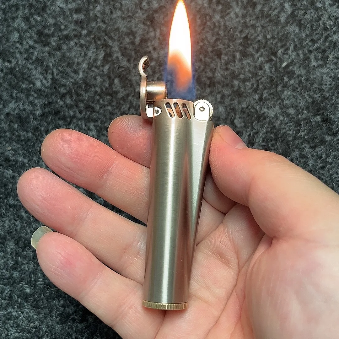 Classic Nostalgic Old-fashioned Grinding Wheel Lighter Ultra-thin Metal Portable Lighter Cigarette Accessories Men's Small Tool