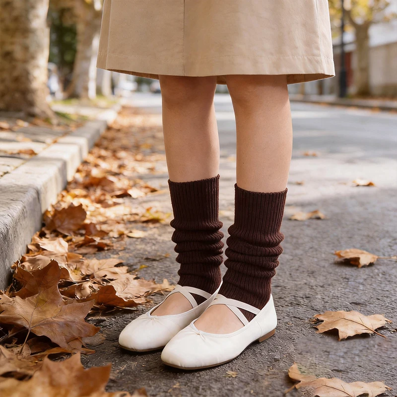 54cm Cashmere Simple Ballet Style Sock 2026 Solid Color Mid-calf Calf Socks Sun Protection Stepping on Feet JK Stockings