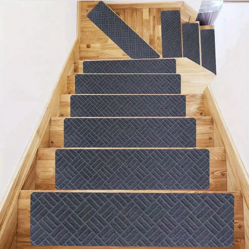 Embossed Wood Stair Treads, Self-Adhesive Non-Slip Step Mats, Easy Peel and Stick Stair Covers for Indoor Home Decor