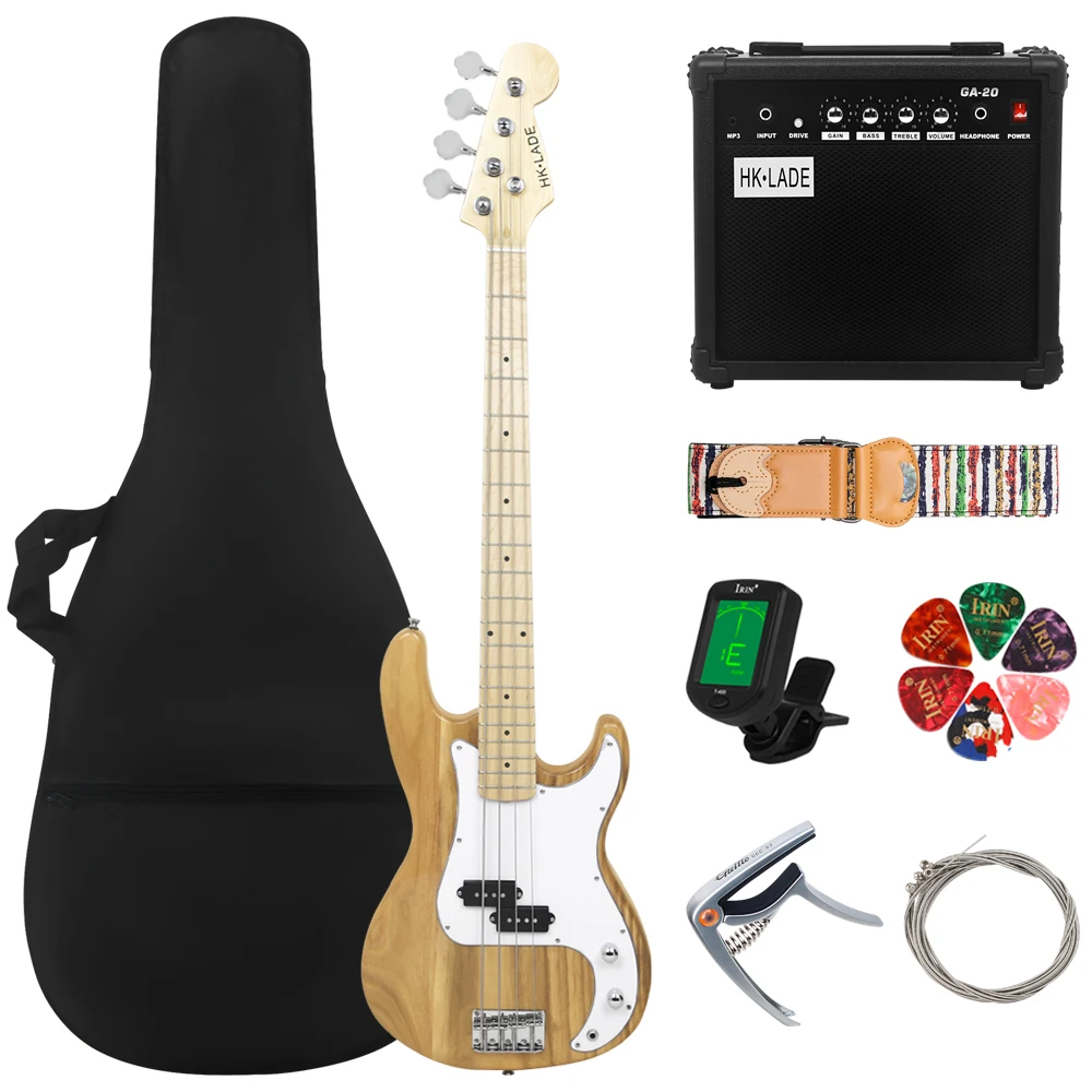 

HK·LADE 4 Strings Bass Guitar 20 Frets Maple Body Neck Electric Bass Guitar Guitarra With Strap Amp Guitar Parts & Accessories