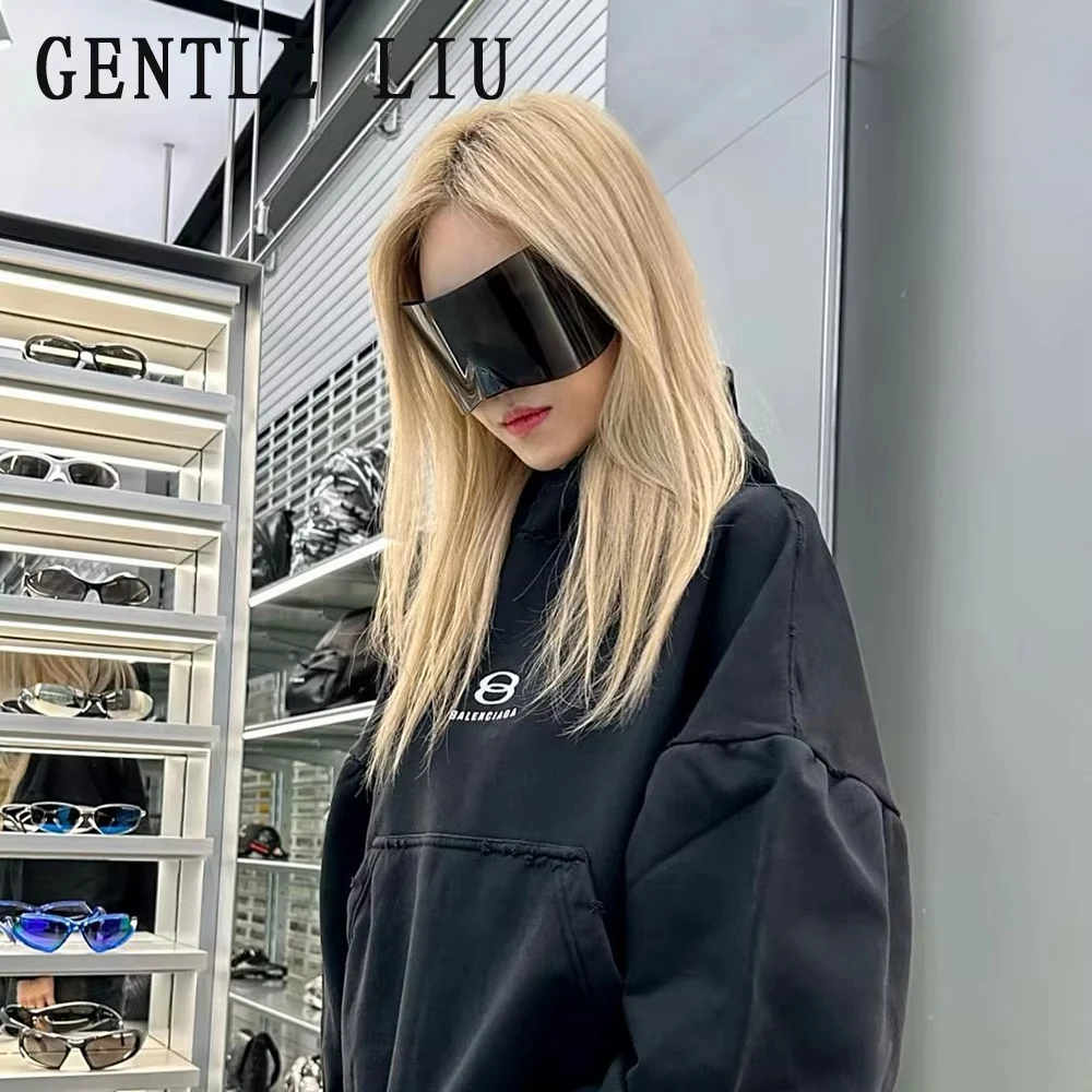 Y2k Retro Oversized Sunglasses Mask Women Punk Goggle Sports Sun Glasses For Men Women 2000\'s Brand Designer Shield Eyewear sol