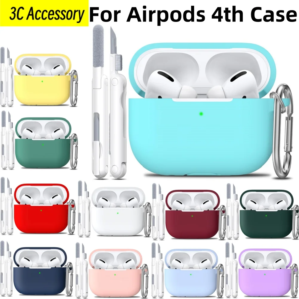 Nowy silikonowy pokrowiec Funda do Airpods 4th Gen USB-C (2024) z zestawem czyszczącym do Airpods 4th Cover