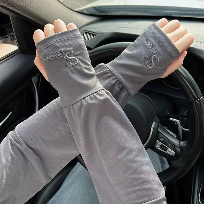 

Summer Extended and Widened Ice Silk Sleeves Women Men Outdoor Driving Climbing Fishing Sun Protective Sleeve Men UV Resistant