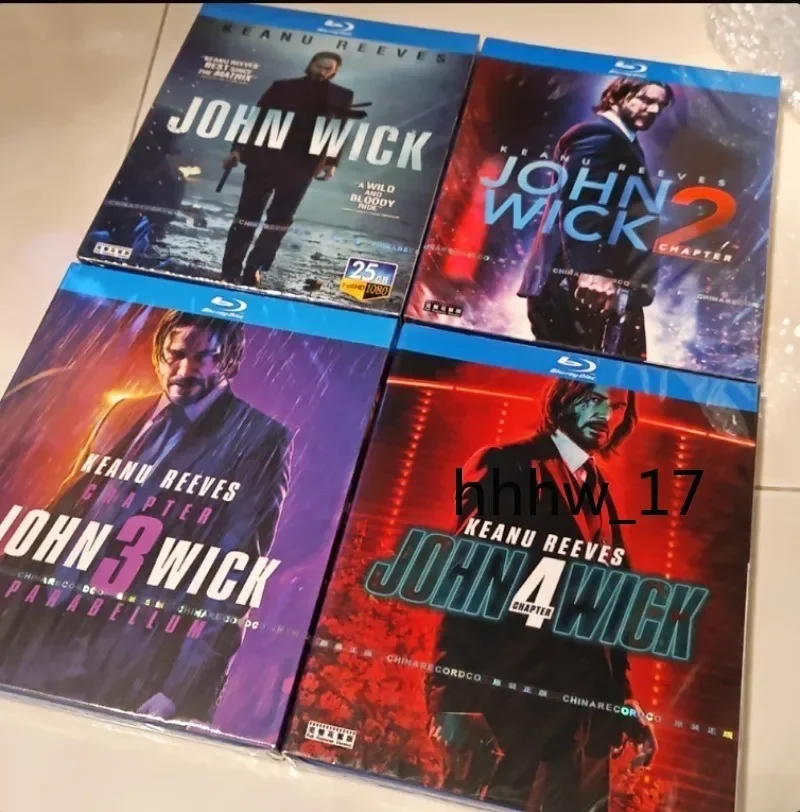 John Wick 1-4 4 Discs Blu-ray Movies Boxed Set English Audio Chinese Subtitles Blu-ray disc