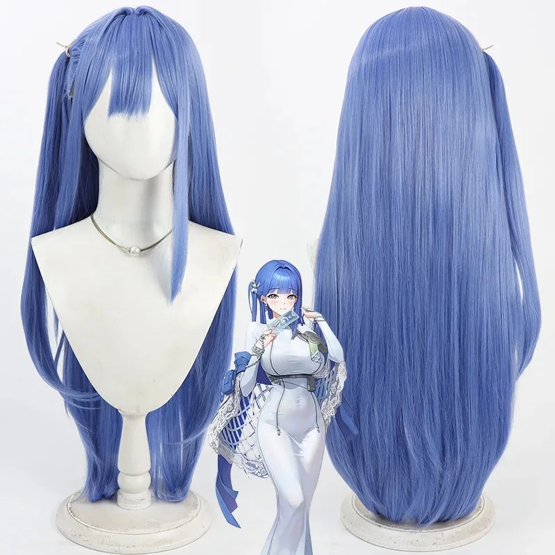 2025 11 juego NIKKE: la diosa de la victoria pelo sintético Arcana Cosplay peluca 80 cm de largo pelucas de cola de caballo azul