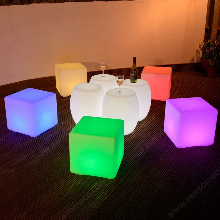 Waterproof Led Lawn Lamp Cube Chair Bar Light Outdoor Lighting Party Wedding Ktv Luminous Rechargeable Stool With Remote Control
