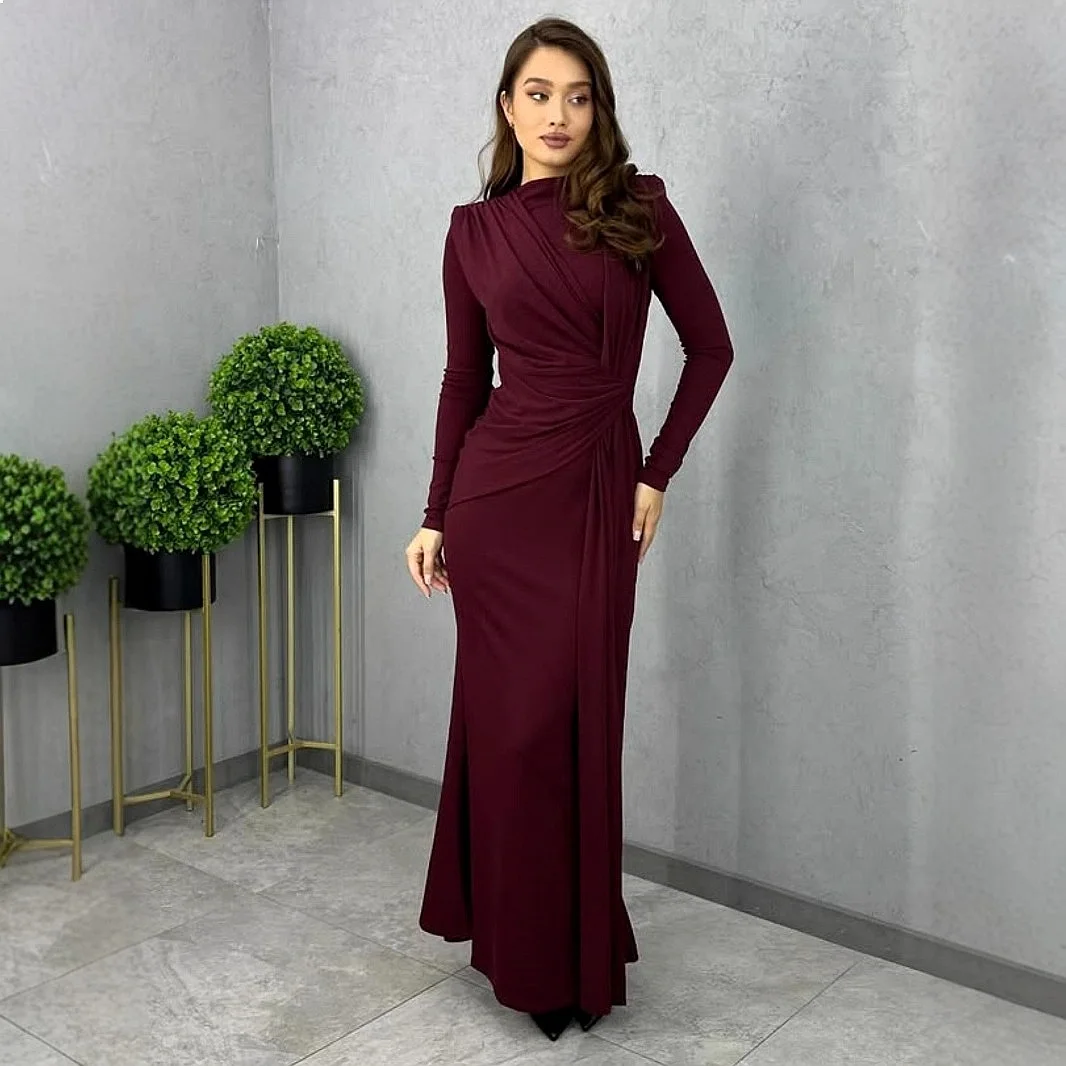 Women's Fall Dresses for Women Bodycon Pleated Slim Fit Midi Dress