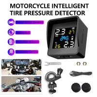 Tire Pressure Sensors Solar Charging LCD Motorcycle TPMS Tire Pressure Tyre Temperature Monitoring Alarm System with 2 Sensors