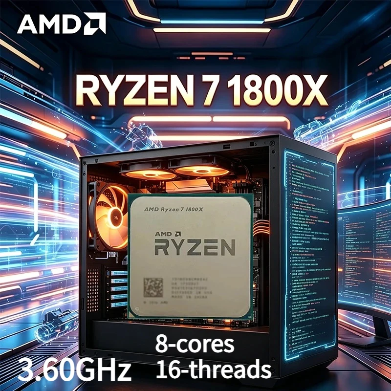 

New AMD Ryzen 7 1800X CPU R7 1800X 8-cores 16-threads 3.60GHz--4.0GHz 95W AM4 TDP 95WCPU Processor