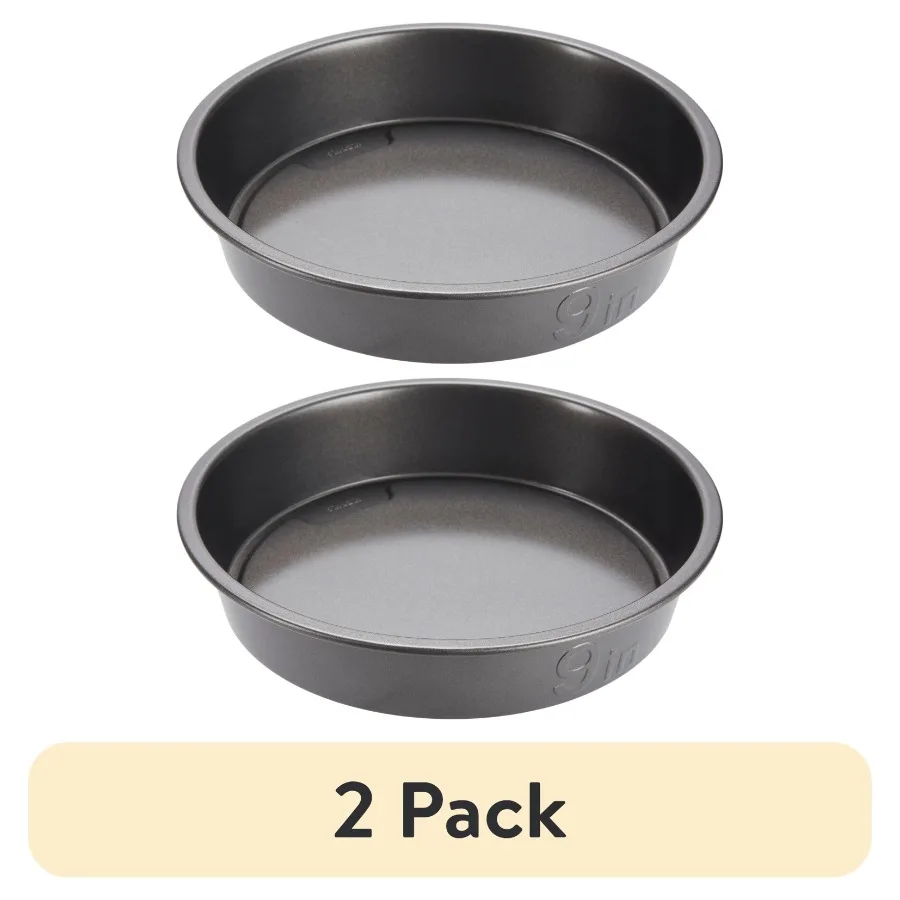 

2 pack PRO Nonstick Steel Round Cake Pan 9" Gray
