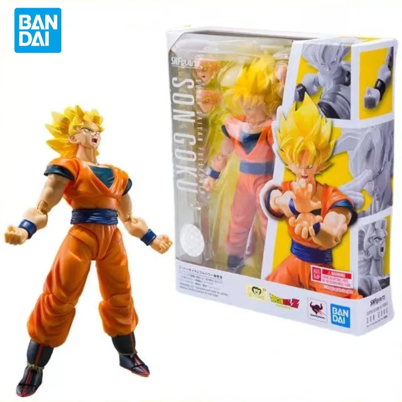 In Stock Bandai Original SHFiguarts DRAGON BALL Son Goku Anime Action Figures Yellow Hair Collection Model Toys Hoilday Gifts